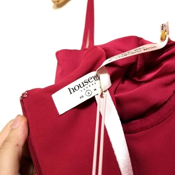 NWT House of CB Flora Wine Satin Pleated Corset Bustier Midi Dress Small Prom - Picture 5 of 12